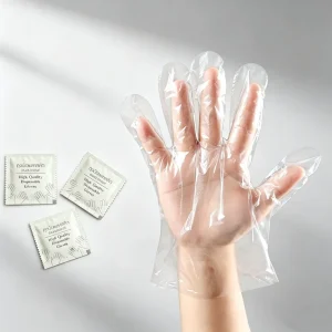 Portable Single-Pack Disposable PE Gloves, Food Safe, for Travel, Picnics, and Bakeries