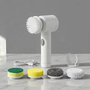 Portable Sonic Scrubber Handheld USB-Rechargeable 5-in-1 Electric Spin Scrubber Cleaning Brush IPX6