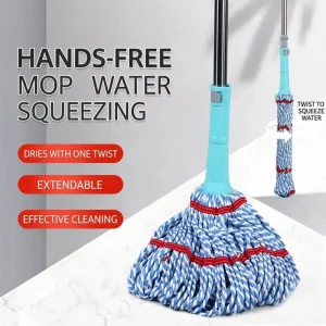 Portable Telescopic Self Wringing Mop No Hand Washing Needed for House Floor Maintenance