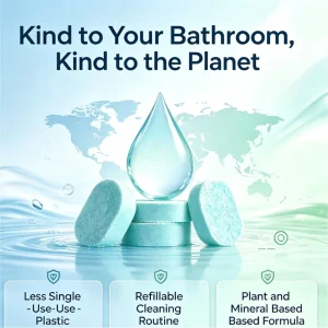 Portable Travel Bathroom Cleaner Tablets Solid Effervescent Tablets for Hotel Bathroom Sanitizing and Deep Cleaning Care