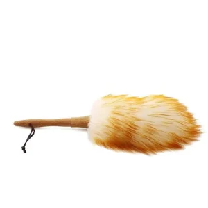 Portable Washable Soft Wool Dust Cleaner Small Duster with Wooden Handle for Car and Household Cleaning