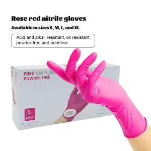 Powder-Free Disposable Nitrile Examination Gloves, Pink, Manufacturers