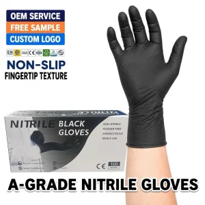 Powder-Free Disposable Nitrile and Vinyl Kitchen Gloves, Black, Touchscreen Compatible