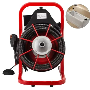 Powerful 50′ X 3 8″ Plastic Drain Auger Pipe Cleaner Machine New Condition Cold Water Cleaning for Sink