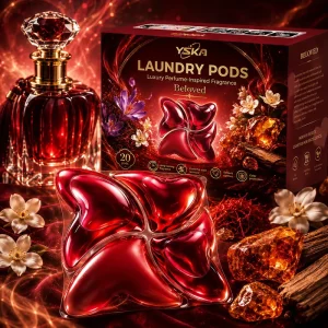 Low MOQ Private Label Red Perfume Scent Four Chamber Laundry Detergent Capsules for Luxury Bedding and Fine Fabrics
