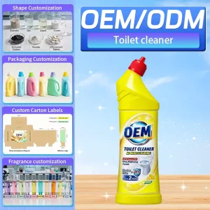 Powerful Eco-Friendly Liquid Toilet Bowl Cleaner Detergent Lemon Scent 500ml 5%-15% Active Ingredients Stain Removal