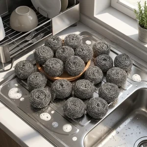 Powerful Scrubbing Metal Pot Scourer Steel Wool Stainless Steel Wire Scrubbers Cleaning Ball