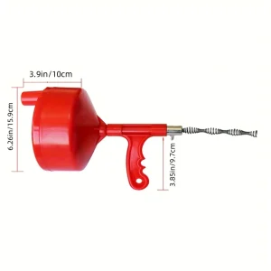 Powerful Spring Pipe Drain Cleaner with Plastic Shell Household Plumbing Tool Manual & Electric Drill Compatible, 25ft & 33ft