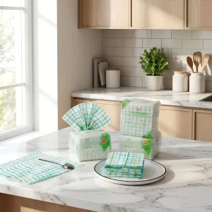 Premium 100% Viscose 80gsm Plain Disposable Square Cleaning Cloth 40 Sheets 25*25cm Plant Based Kitchen Wipes