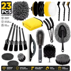 Premium 23 Piece Eco Friendly PP Car Care Brush Set for Interior Exterior Cleaning High Quality Detailing for