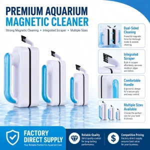 Premium Aquarium Magnetic Glass Cleaner Double Sided Fish Tank Cleaner with Algae Scraper Floating Brush OEM ODM EcoFriendly