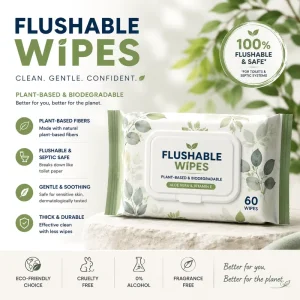 Premium Biodegradable Wet Toilet Wipes OEM ODM Plastic Free Flushable Tissue for Household Bathroom and Personal Care Use