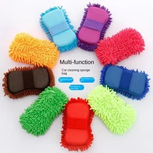Premium Chenille Microfiber Wash Sponge Two Sided Lint and Scratch Free Ultra Absorbent Cleaning Sponge Tools for Automotive