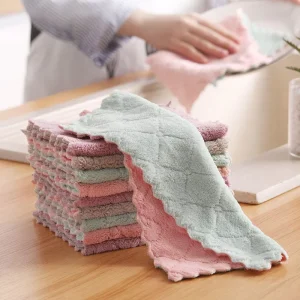 Premium Coral Fleece Cleaning Cloth Double Side Super Absorbent Household Dish Towel for Kitchen and Table