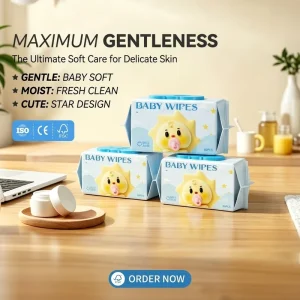 Premium Disposable Portable 80 Pcs Multi-purpose Super Soft Wet Wipes for Baby Newborn Daily Cleaning Use