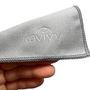 Premium Grey Microfiber Suede Cloth Overlock Edge With Embossed logo for Eyeglass Sunglass Jewelry Cleaning Cloth