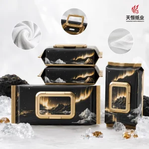 Premium Icelandic Aurora Borealis Arctic Glacier Night Sky Pattern Soft Thick Wipe with Gold Lid Multi Pack Wipes