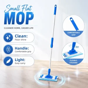 Premium Lightweight 360 Flexible Steering Small Flat Mop with Comfortable Grip for Household Office Hard Floor Cleaning