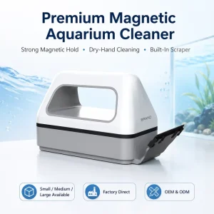 Premium Magnetic Aquarium Cleaner with Scraper Blade Dual Sided Sponge Algae Remover Brush for Fish Tank OEM ODM EcoFriendly