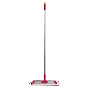 Premium Super Absorbent Microfiber with Red Plastic Head & Metal Handle Flat Mop for Home Office Kitchen Floor Cleaning