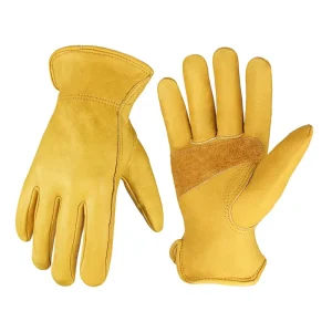 Premium TOMITOMO Durable Reinforced Anti Cut Resistant Waterproof Cotton Lining Cowhide Leather Palm Protection Winter Outdoor