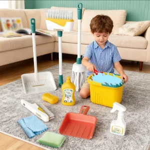 Pretend Play Preschool Home Appliances Kitchen Set for Kids, Cleaning Montessori Educational Toys
