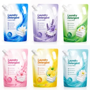 Printed 1L 2L Liquid Laundry Detergent Refill Spout Pouch Packaging