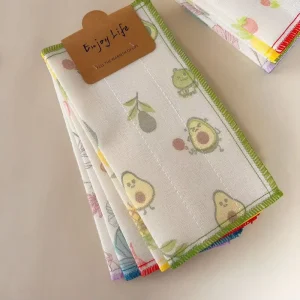Printed Cotton Yarn Kitchen Dish Towel Reusable Super Absorbent Lint Free Oil Resistant Woven Cleaning Dish Cloth
