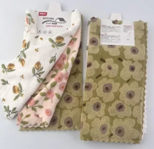 Printed Kitchen Dish Cloth Thickened Wear-Resistant Lint-Free Household Cleaning Cloth for Table Wiping