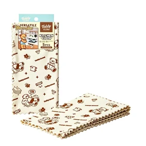 Printed Microfiber Cleaning Cloth Reusable Kitchen Dish Towels 25x25cm 5 Sheets 180gsm Multipurpose Household Wipes