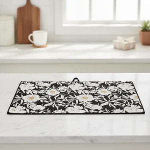 Printed Microfiber Rectangle Kitchen Towel Absorbent Lint Free Dish Cloth WUJI Pattern Machine Washable Quick Dry for Kitchen