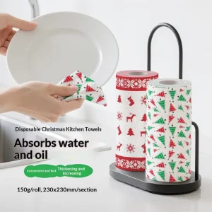 Printing Custom Spot Recyclable Biodegradable 150G Oil Absorption Creative Festival Design Wood Pulp Kitchen Towel Paper Towel