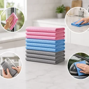 Private Label 300GSM Scratch Free Microfiber Glass Cloth Quick Dry Polishing Cloth Absorbent Window Cleaning Towels