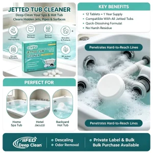 Private Label Bulk Purchase Powerful Residue Tablets for Deep Jetted Tub Cleaning Tablet