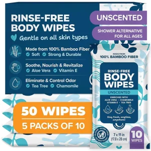 Private Label Eco-Friendly Antibacterial Unscented Disposable Rinse-Free Shower Wipes Adults Individually Wrapped Full Body