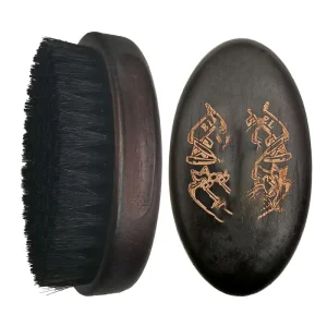 Private Label Solid Wood Nylon Brush Hair Beard Brush Neck Beard Care Curved 360 Wave Mens Shaving Wood Beard Brush