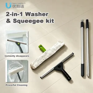 Professional 2 in 1 Telescopic Window Squeegee with Microfiber Window Washer Extendable Cleaning Tool