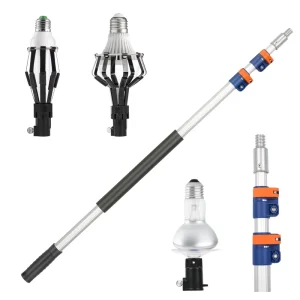 Professional Eco Friendly Telescoping Light Bulb Remover Tool Anti Drop Cage Strong Suction Cup Aluminum Alloy Light Bulb