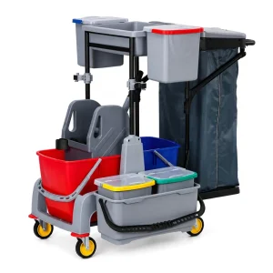 Professional Heavy Duty Rust Resistant Plastic Cleaning Cart with 300 lb Capacity for Janitorial Use