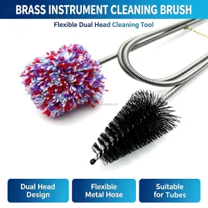 Professional Instrument Cleaning Brush Set Stainless Steel Handle Soft Nylon Bristles for Saxophone Home Cleaning
