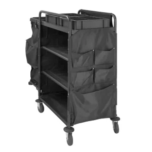Professional Janitorial Cart for Hotel Room Cleaning Housekeeping Trolley with Cleaning Tools Utility Mobile Cart