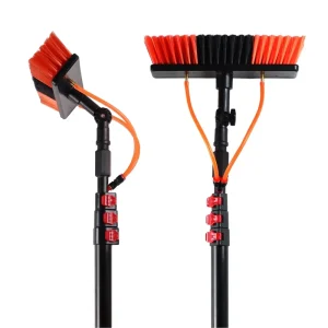 Professional Telescopic Aluminum Alloy Eco Friendly Solar Panel Cleaning Brush Triangle Water fed Design for Cleaning