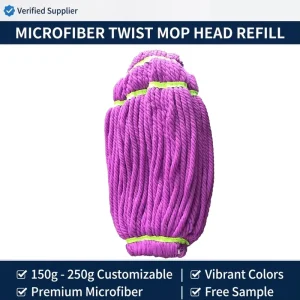 Professional Twisted Microfiber Mop Head Replacement Refill 150g 200g 250g Customizable Color for Easy Squeeze Twist Floor Mop