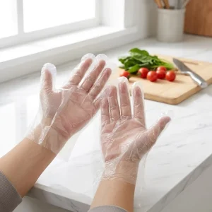 Puncture Resistant Thick Waterproof Heavy Duty 100 Pcs Bag Food Grade Disposable HDPE Gloves for Meat & Seafood Processing