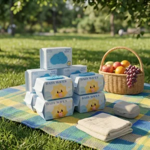 Pure Alcohol Free Unscented Custom Gram Weight Spunlace Baby Wet Wipes 80 Count for Summer Heat Outdoor Cooling