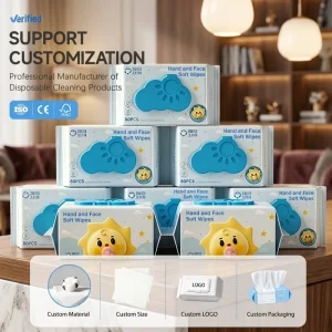 Pure Disposable Portable 80 Pcs Super Soft Multi Purpose Hand Face Wet Wipes for Home Office Daily Cleaning