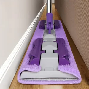 Purple Steel-Pole Self-Wringer Mop with Microfiber Mop Head