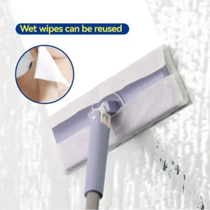 Push-Pull Floor Cleaner Mop with Detachable Split Rod for Reusable or Disposable Towels