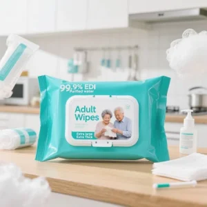 QIMEI OEM Extra Large & Soft Adult Bathing No Rinse Incontinence & Cleansing Wipes for Elderly with Vitamin E & Aloe Infused