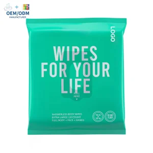 QIMEI OEM No Rinse Disposable Body Cleansing Wipes Extra Large Bathing Wipes for Adults